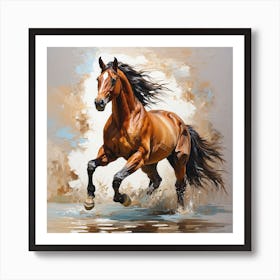 Horse Running In Water 3 Art Print