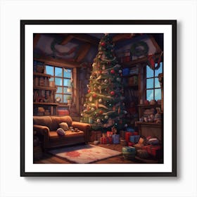 Christmas Tree In The Living Room Art Print