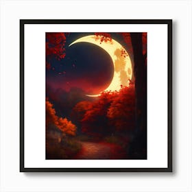 Moon In The Forest Art Print