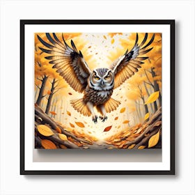 Autumn owl Art Print