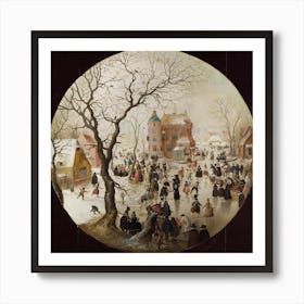 A Winter Scene With Skaters Near A Castle, Hendrick Avercamp Art Print