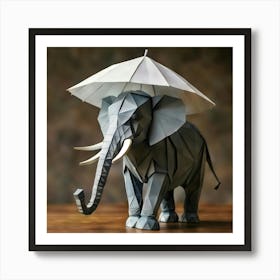 Origami Elephant With Umbrella Art Print