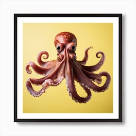 Octopus On Yellow Background Art Print