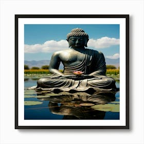 Default Zeno Stoic Buddha Lotus Meditation In Middle Of Water 0 Transformed Art Print