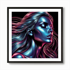 Girl With Long Hair 10 Art Print