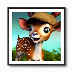 Deer In A Hat Art Print