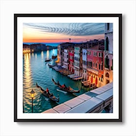 Sunset In Venice Art Print