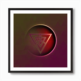 Geometric Neon Glyph on Jewel Tone Triangle Pattern 490 Art Print