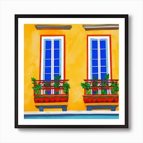 Window Lisbon Portugal In The Style Of Matisse Art Print French Balconies Art Print