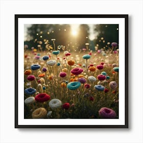 Crocheted Flowers Art Print