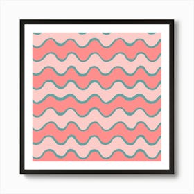 Wavy Stripes - Pink & Turquoise Art Print