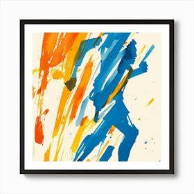 Runner In Blue And Orange Art Print