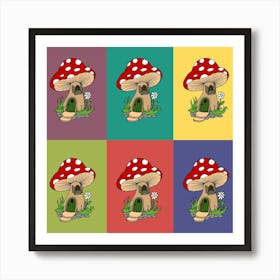 Mushroom House Pop Art Art Print