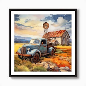 Old Truck In The Field 1 Art Print