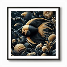 Black And Gold Fish Art Print