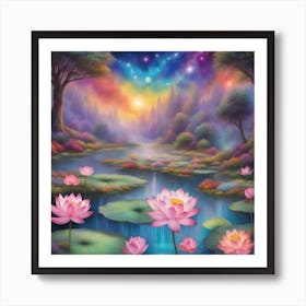 Sacred Lotus Flower 444 Art Print