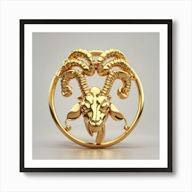 Default Simple Symbol Of Zodiac Sign Aries Made Of Pure Gold S 0 Art Print