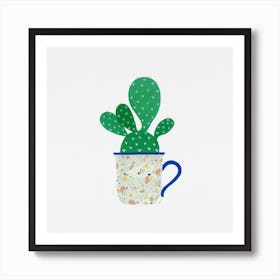 Cactus Houseplant Tea Cup Painting Art Print