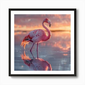 Flamingo At Sunset 3 Art Print