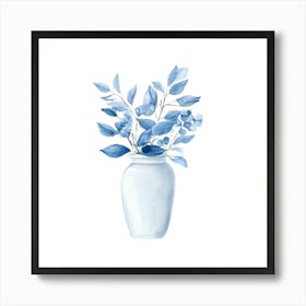 Watercolor Blue Floral 13 Art Print