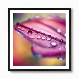 A Close Up Of A Delicate Glas On A Vibrant Flower Petal, Showcasing Its Reflective Surface And Intri (1) Art Print