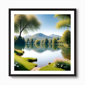 Lake Landscape Wallpaper 1 Art Print