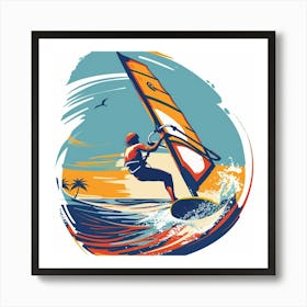 A Windsurfing Vector Design Illustration 1718707331 4 Art Print