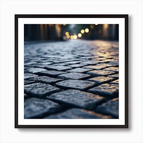 Cobblestone Street At Dusk 1 Art Print