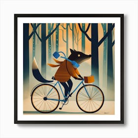 Fox On A Bike 4 Art Print