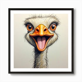 Ostrich Drawing Art Print