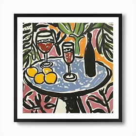 Wine With Friends Matisse Style 10 Art Print