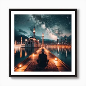 Muslim Man Praying At Night 1 Art Print