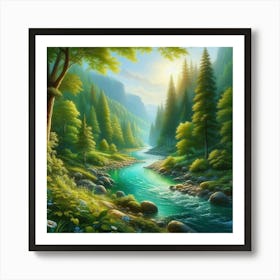 River In The Forest 13 Art Print