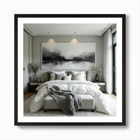 Black And White Bedroom 3 Art Print