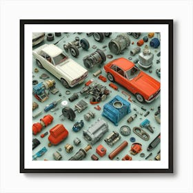 Car Parts Tile Art Print