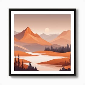 Misty mountains background in orange tone 75 Art Print