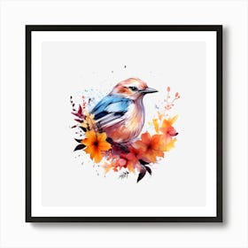 Bird With Flowers Art Print