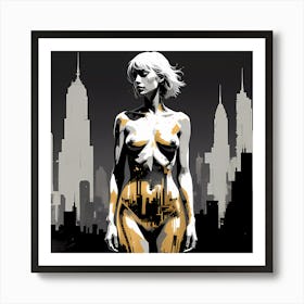 Urban Reflections: Portraying A Nude Woman Art Print