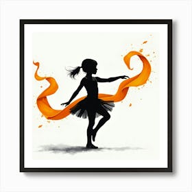 Silhouette Of A Dancer Art Print