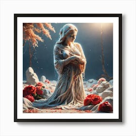 Woman In A White Dress 1 Art Print