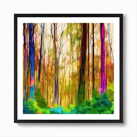 Colorful Trees In The Forest Art Print