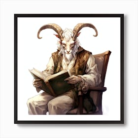 Goat Reading A Book 3 Art Print