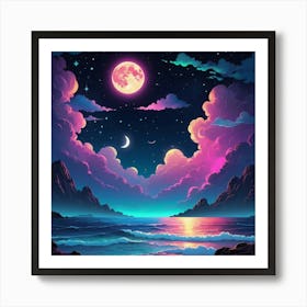 In The Dark Of Night Moonlit Art Print