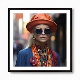 Woman In An Orange Hat Art Print