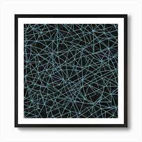 Abstract Blue Lines On Black Background Art Print