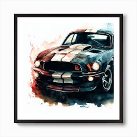 Mustang Shelby Watercolor Painting 1 Art Print