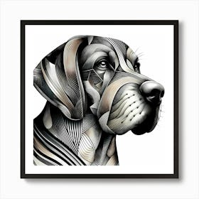 Hunting Dog Head - Abstract Line Art Illustration 29 Art Print