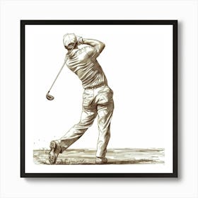 A Golfer Teeing Off Hand Drawn Sketch Illustrati 1718673068 4 Art Print