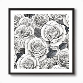 Roses Seamless Pattern 1 Art Print