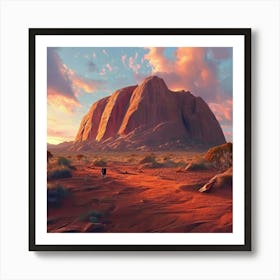 Ayers Rock Australia Bathed In The Ethereal Glow Of A Heavenly Realm Art Print